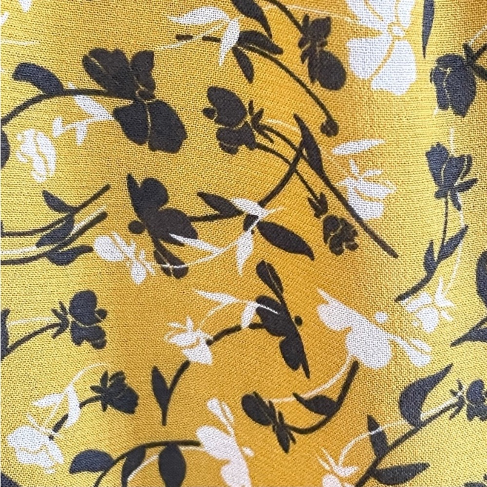 Anthro Maeve Mustard Floral Swing Peplum Blouse Top - Picture 10 of 13